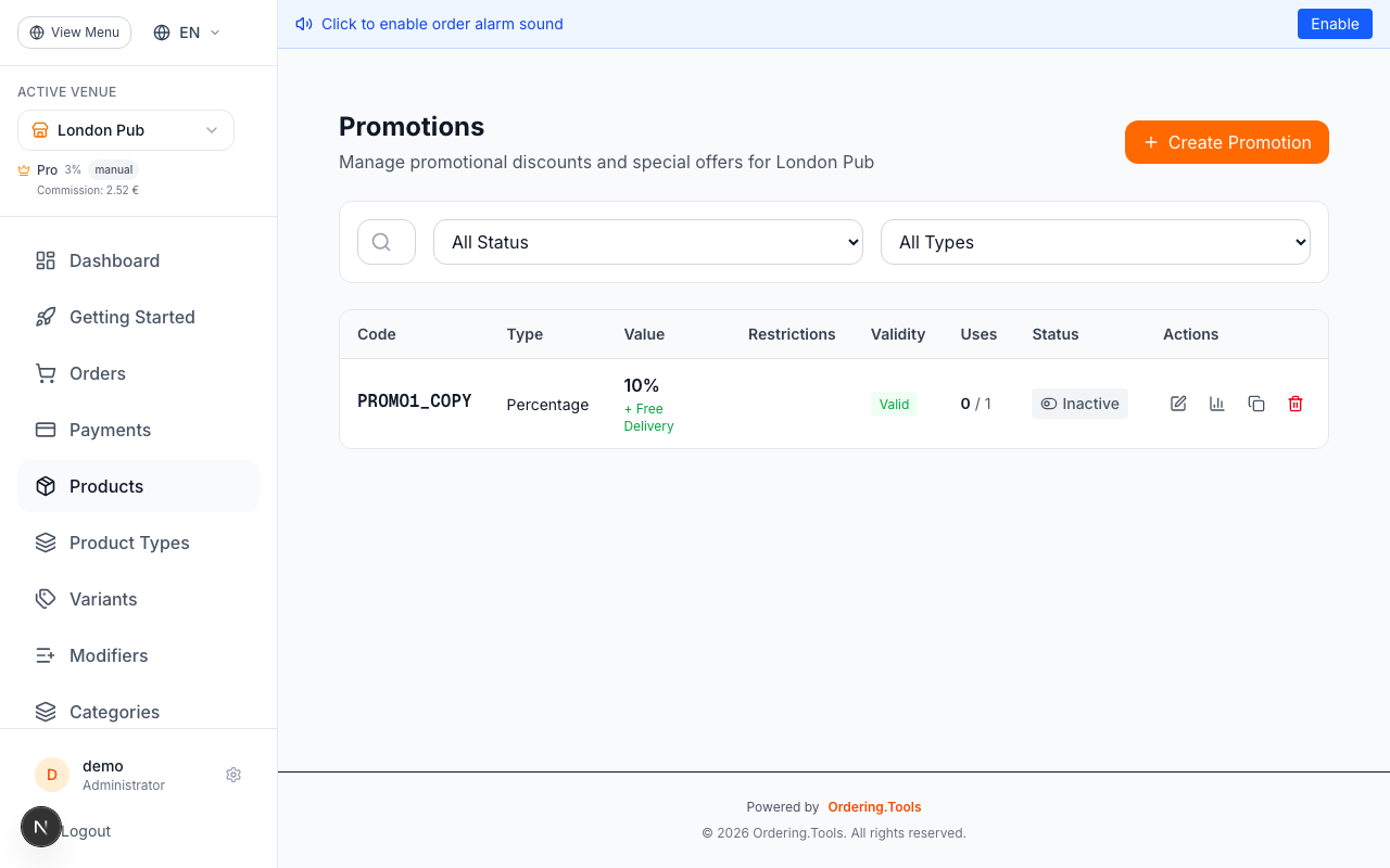 Create Promo Codes