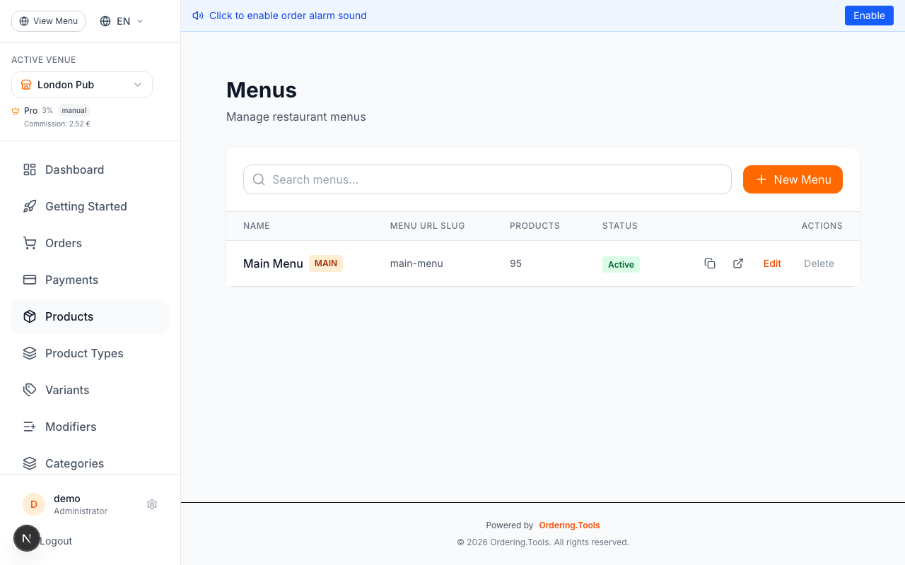 Create a Menu