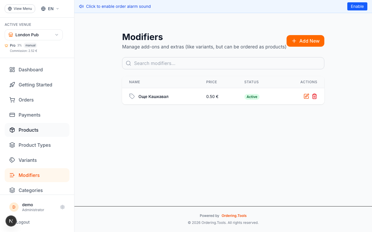 Add Modifiers